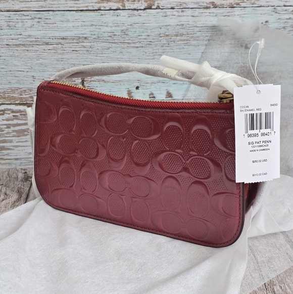 *NWT* COACH Penn Shoulder Bag In Signature Leather, Color - Brass/Enamel Red - Picture 3 of 5